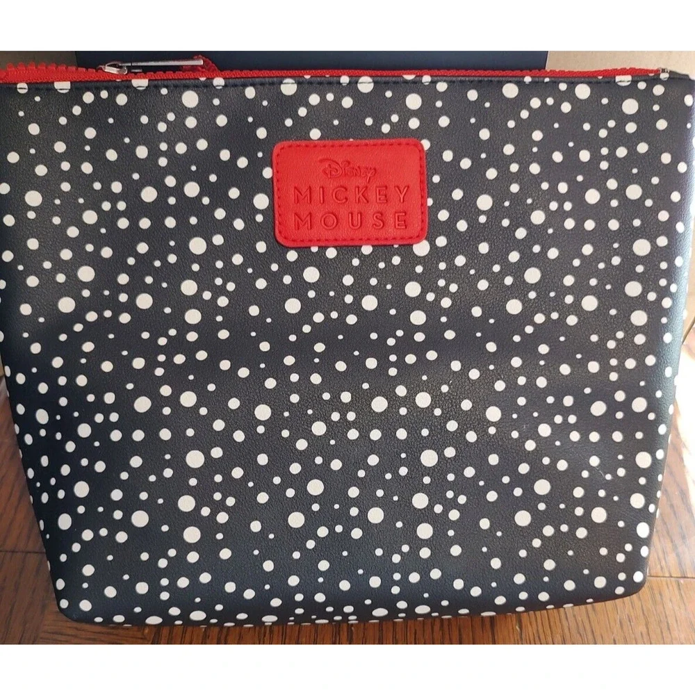 NEW Disney MICKEY MOUSE Zipper Pouch‎ Set of 2 NIP Black/Cream